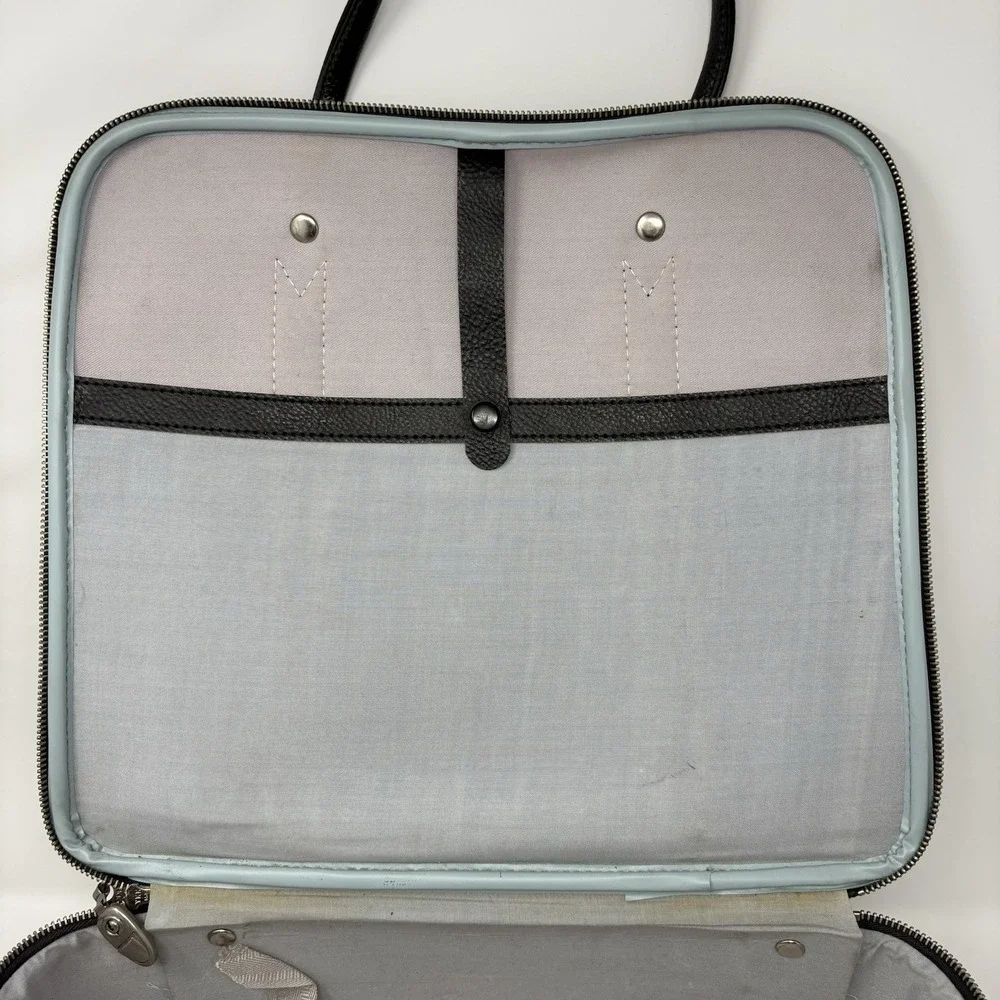 VTG Sony Travel Case Maruem Japan Briefcase Black Leather Nerdy AV Club Academia